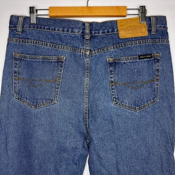 Bulls Head Junkyard Jeans Mens Straight Blue Denim Cotton size W38 - Picture 4 of 7